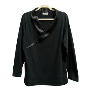 Temperley London black long sleeve v-neck blouse
